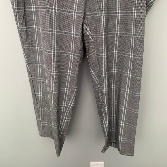 NEW Ava & Viv black white plaid print mid-rise comfort waist stretch ankle pants - Picture 4 of 12